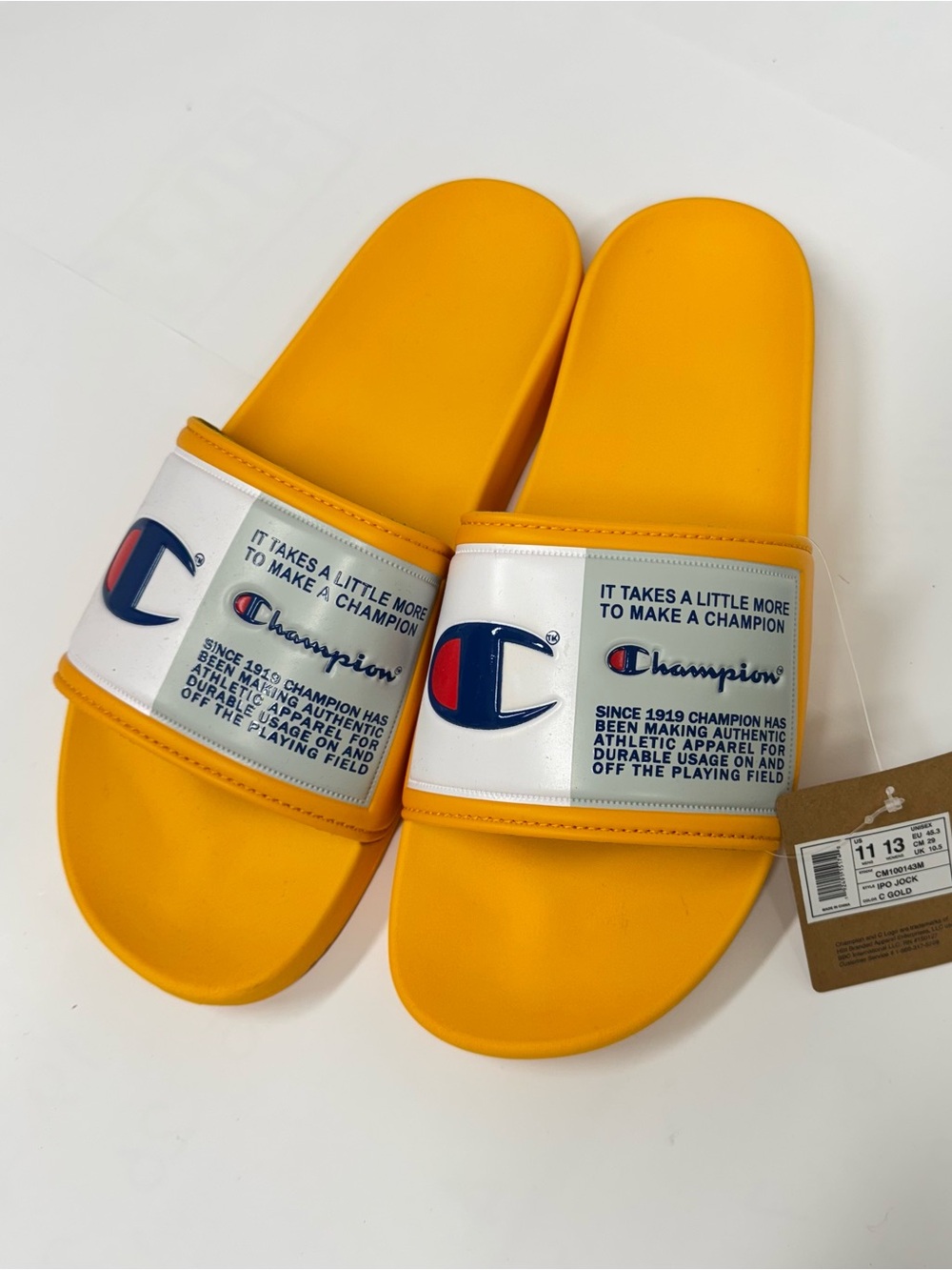 Champion IPO JOCK Slider in Gold, Men size 11 - New